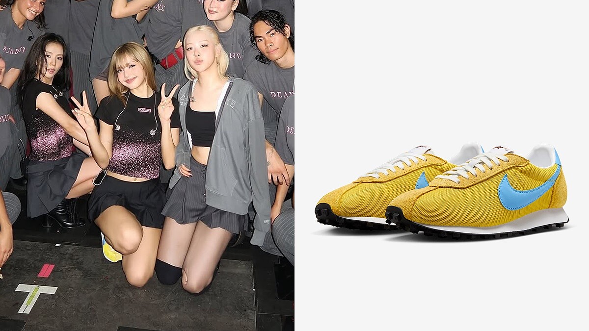 Blackpink成員Lisa穿著Nike LD-1000黃藍配色復古球鞋