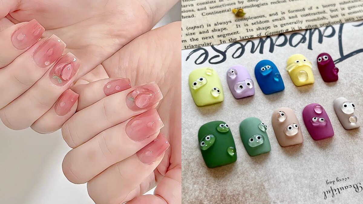 2025日本爆紅「水滴美甲」推薦！15款範本夏天必試，冰透又高級，溫柔還顯白