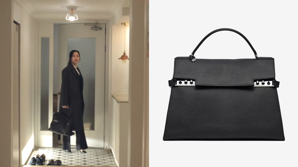 文佳煐在《瑞草洞》劇中手提Delvaux Temp&ecirc;te XL黑色手袋