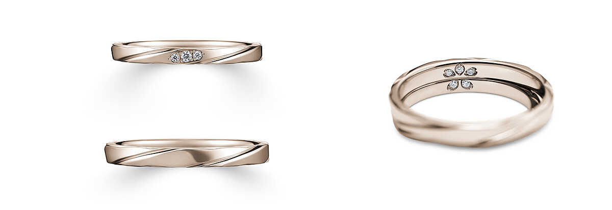 CHLORIS系列淺棕金對戒(櫻花心諾彩鑽)。