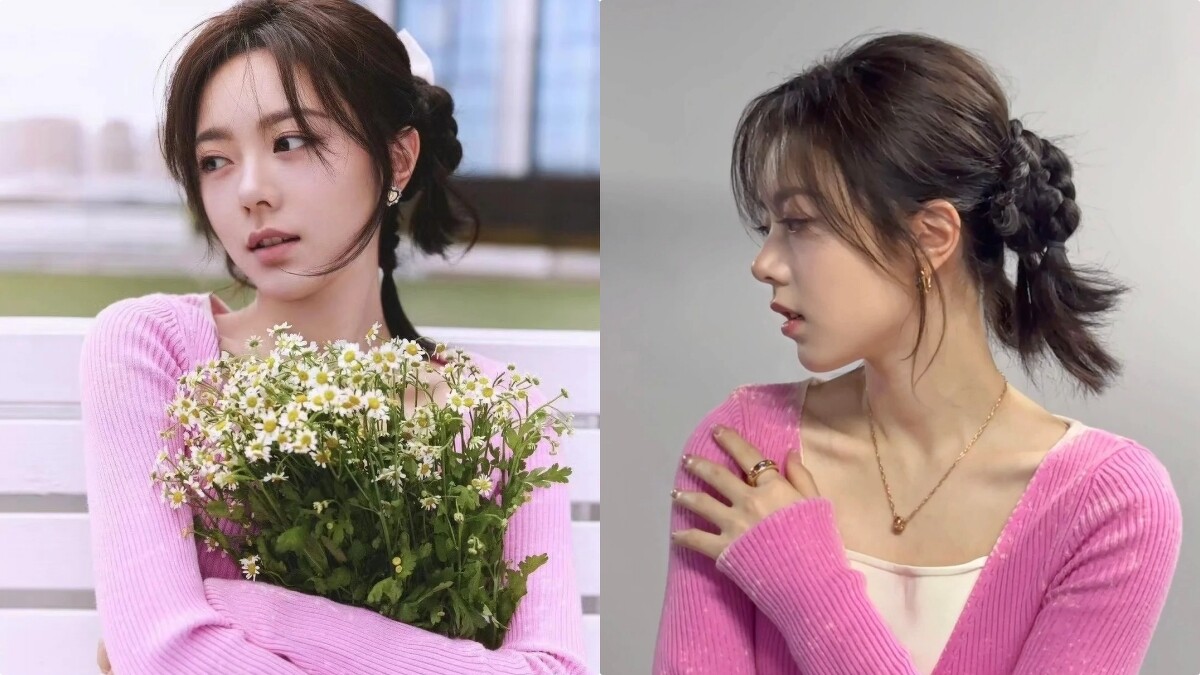 趙今麥的辮子抱抱丸子頭髮型