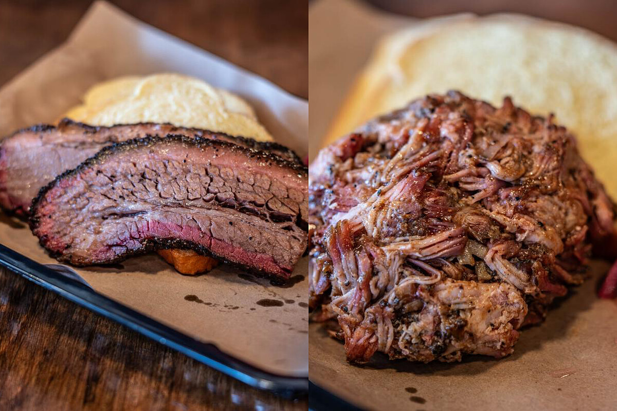 招牌牛胸跟手撕豬。