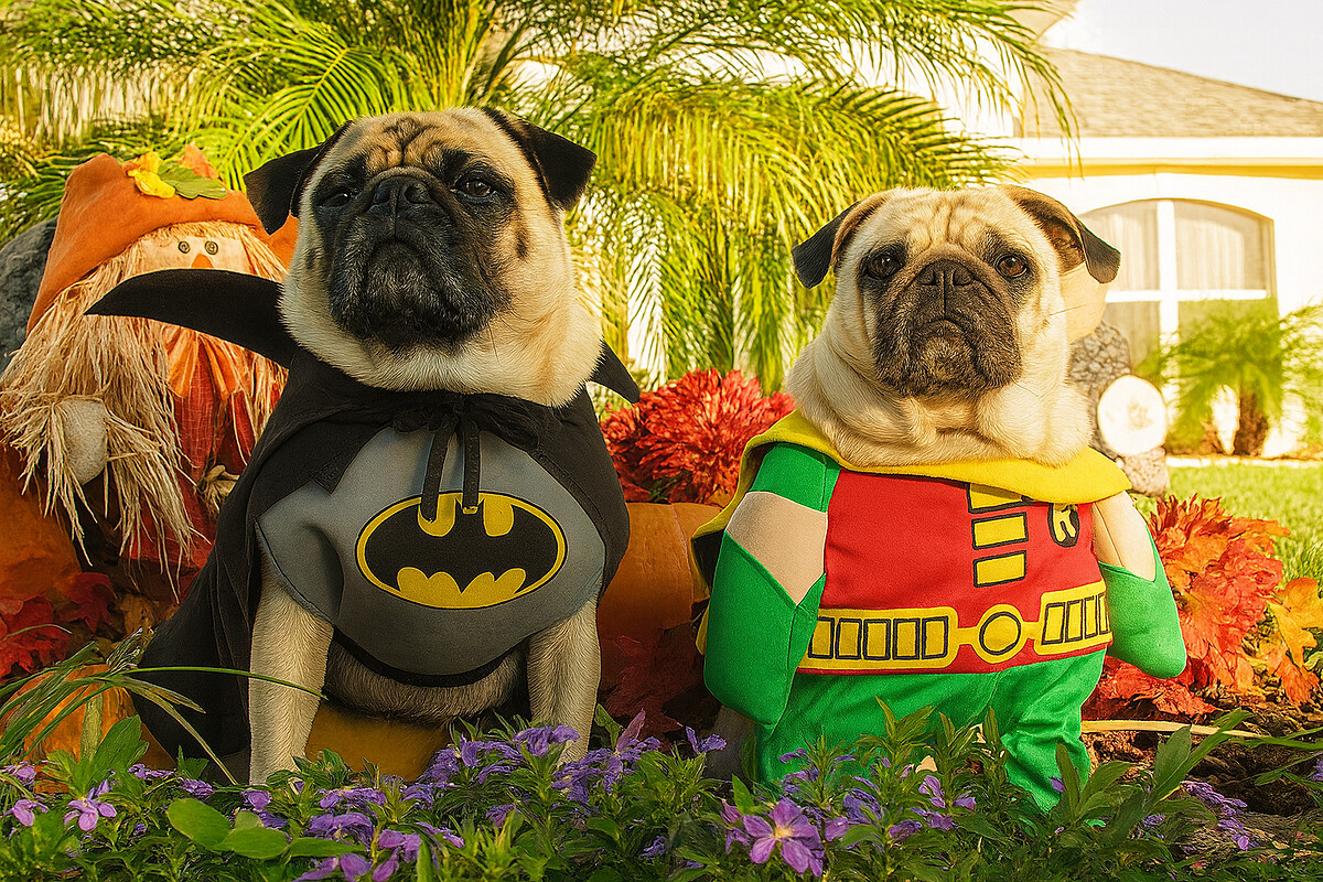 寵物萬聖節變裝：狗狗穿上超人與蝙蝠俠的英雄服裝