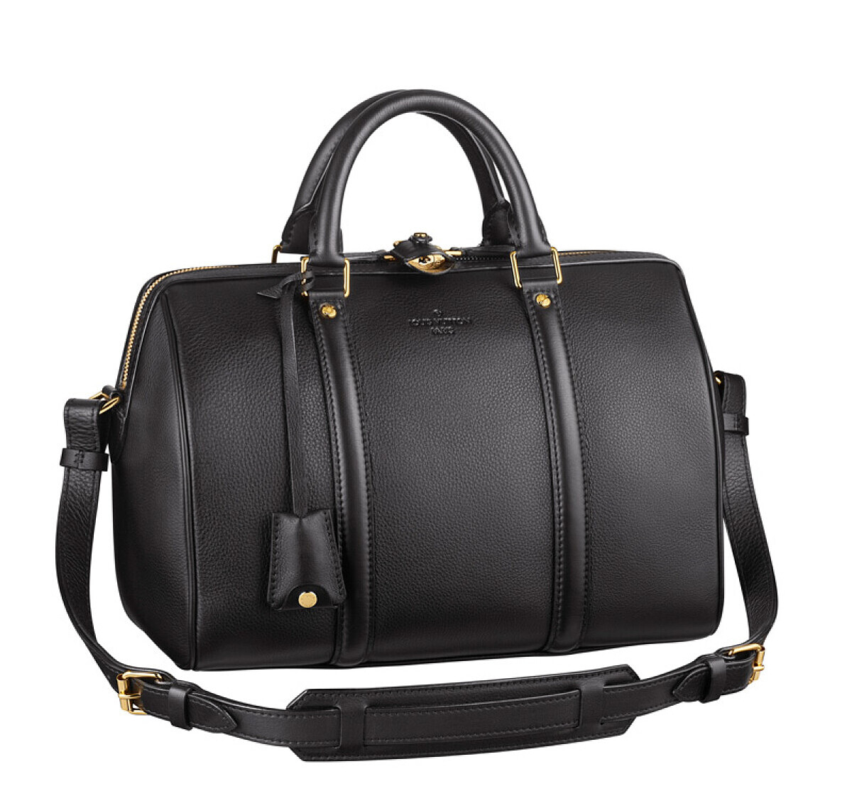 Louis Vuitton 黑色手提肩背包,呼應 Anna Ewers 喜愛的大尺寸實用包款。