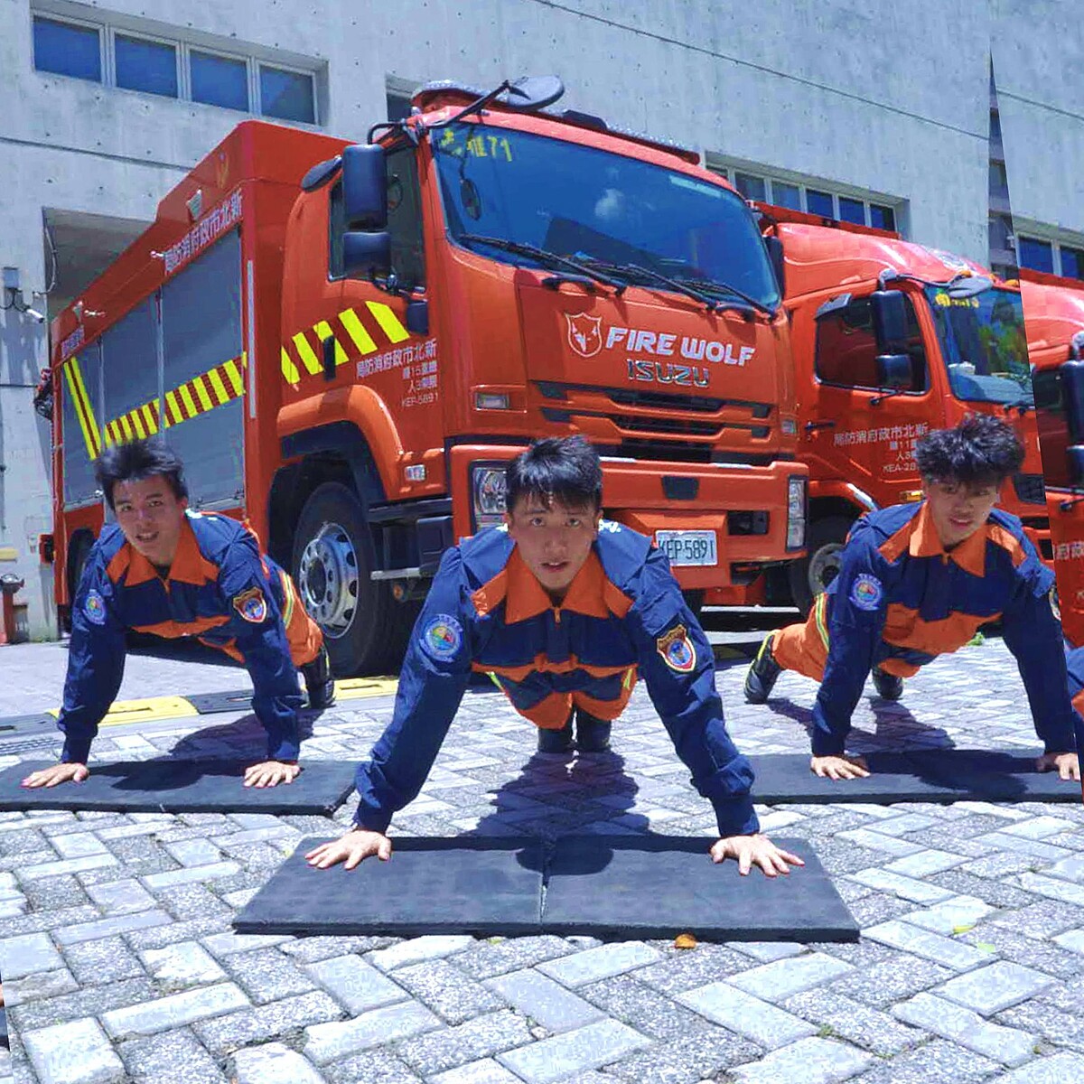 由左至右：第一大隊板橋分隊陳語豪、第六大隊萬里分隊蘇俊海、第五大隊三峽分隊呂尹丞