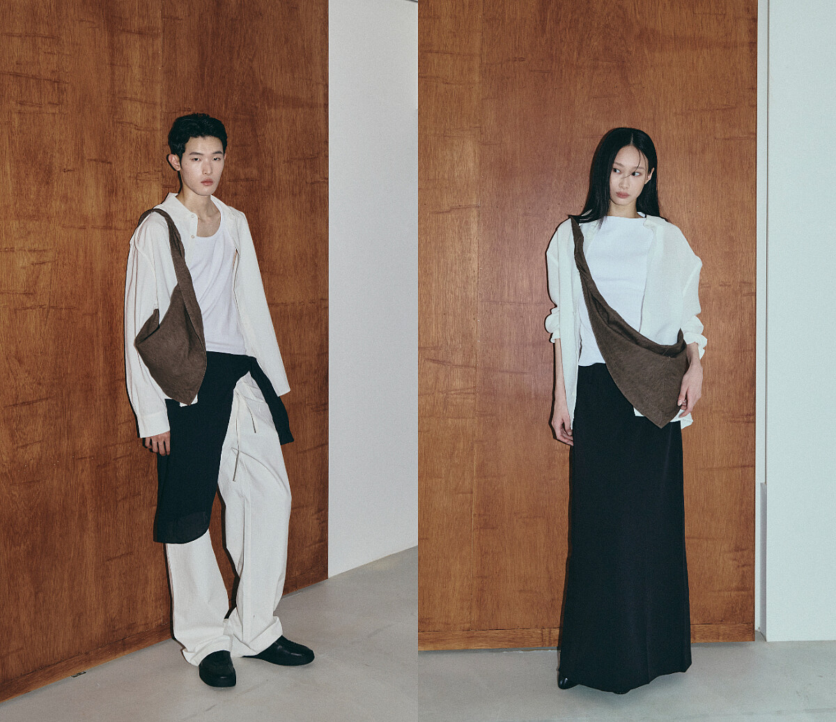 Lynn綁結方巾包(咖色，灰色)，NT2,580。