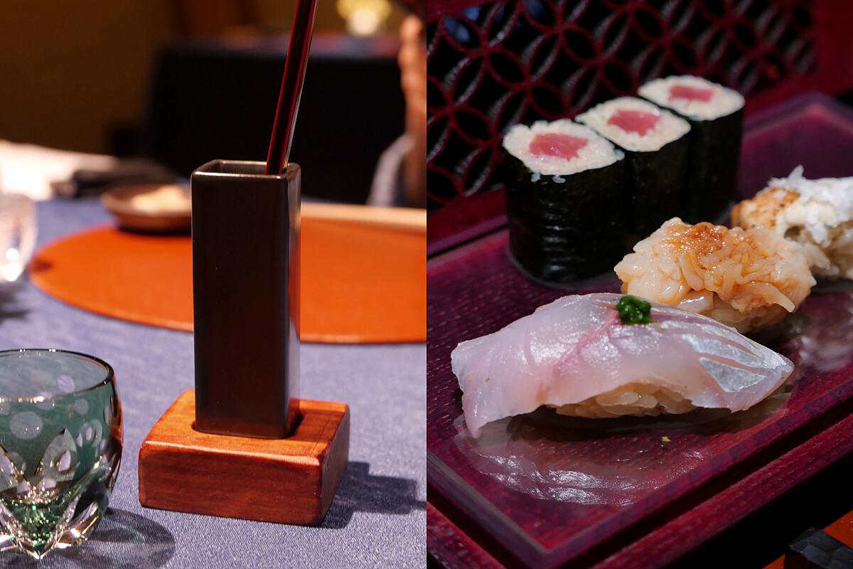 專屬的醬料筒與刷具，在壽司上桌後，由食客自己擦上。