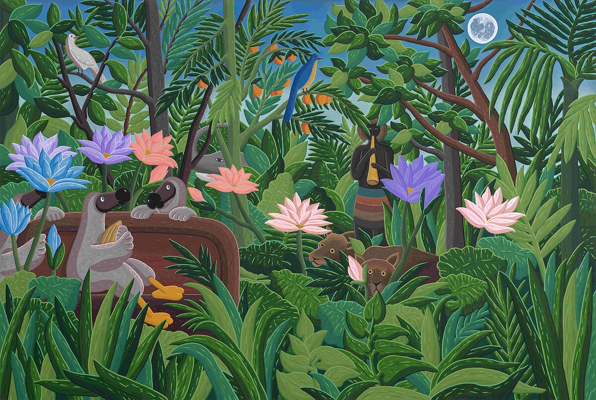 Treasure in the jungle, 193.9x130.3cm, gouache on canvas, 2025｜索卡藝術提供