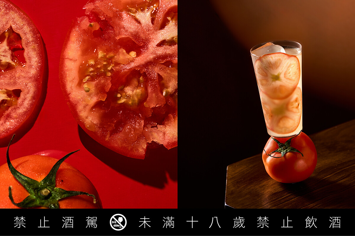 招牌的番茄「Chu-Hai」，從視覺就抓住清爽俐落的特色。