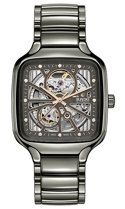 Rado瑞士雷達表True Square真我方形系列電漿高科技陶瓷鏤空自動腕錶_R27083712_建議售價NTD103,100