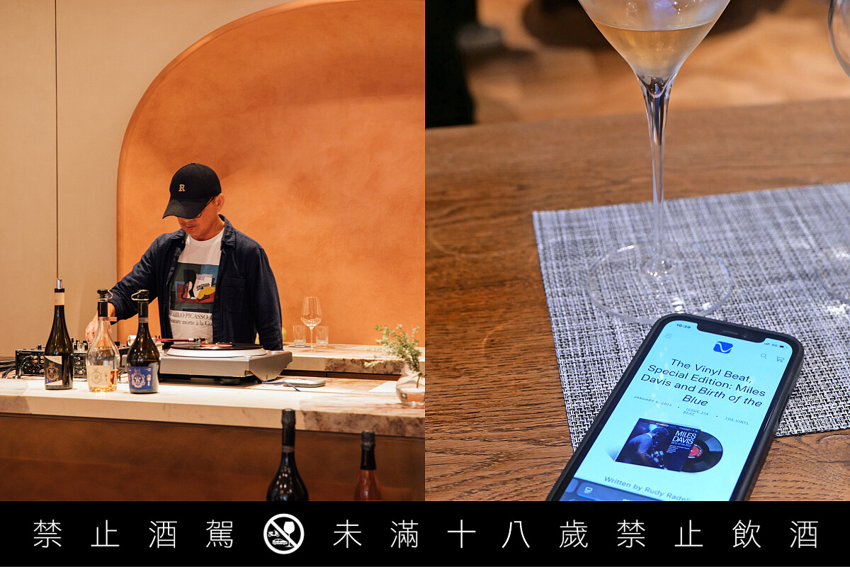 高雄「艾比路唱片行」的黑膠職人 James 現場用音樂搭配酒款。