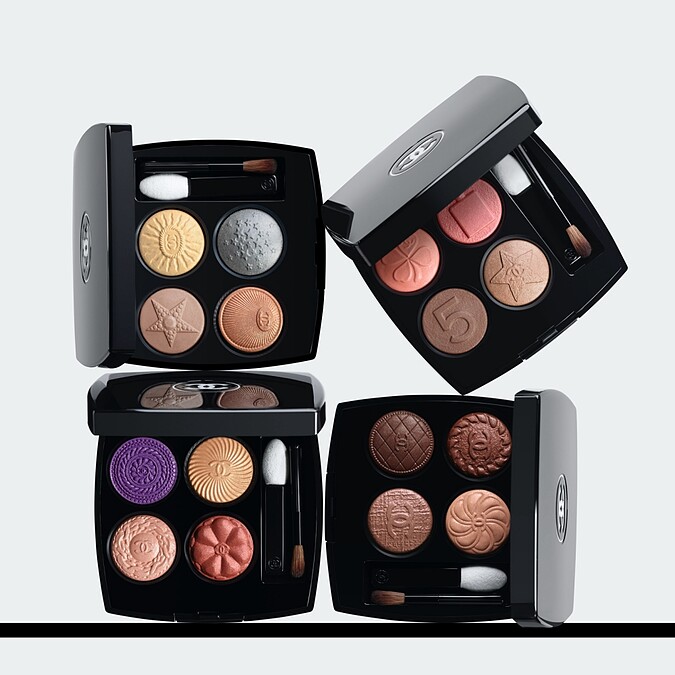 CHANEL香奈兒珠寶鈕扣四色眼影情境圖。