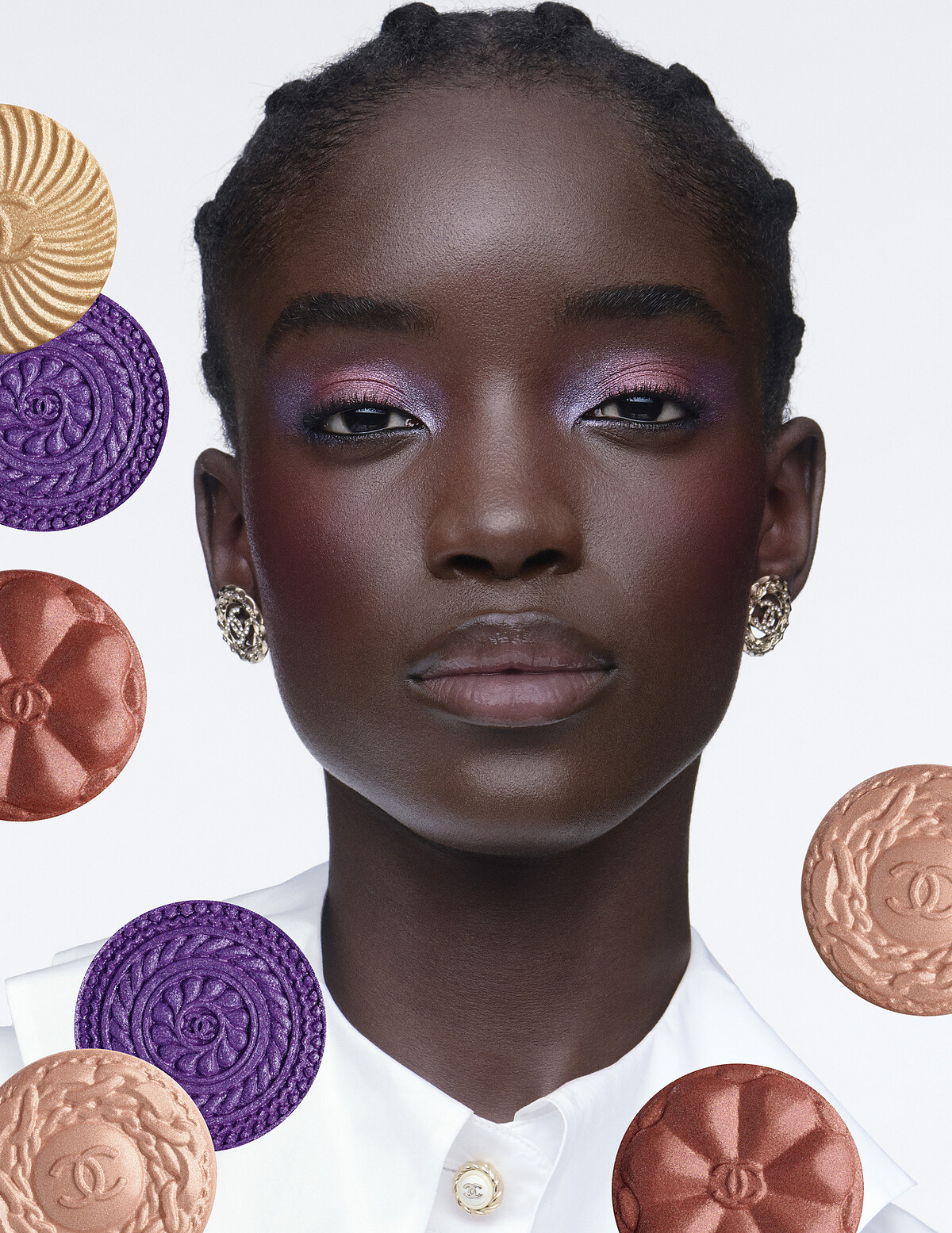 CHANEL香奈兒珠寶鈕扣四色眼影239巴洛克形象照。