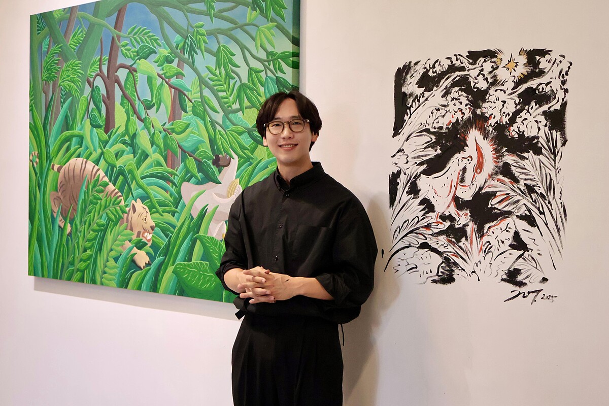 韓國藝術家Kim Sunwoo來台，並於現場作畫。