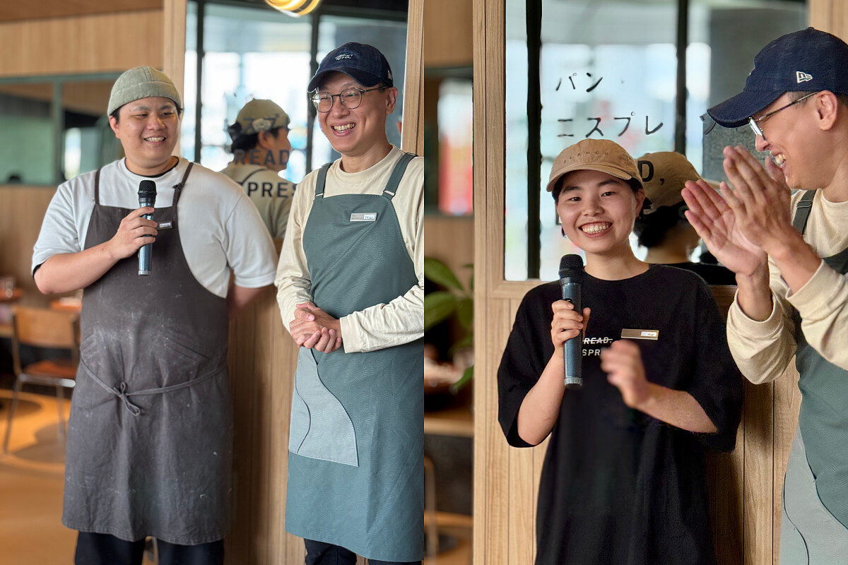 （左圖）左起為日本總部的宮本師傅、台灣阿戎師傅；（右圖）左為日本總部西塔師傅。