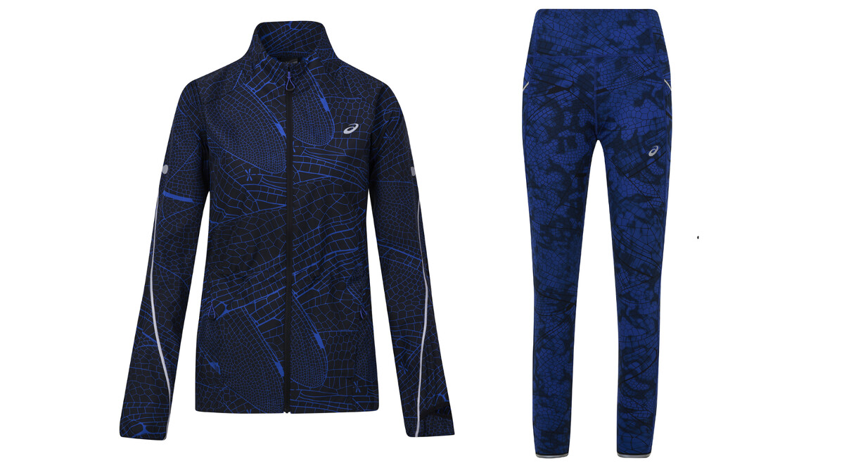 ASICS AKITSU 系列 LITE-SHOW 平織外套，NT3,080，LITE-SHOW 緊身褲，NT2,480。