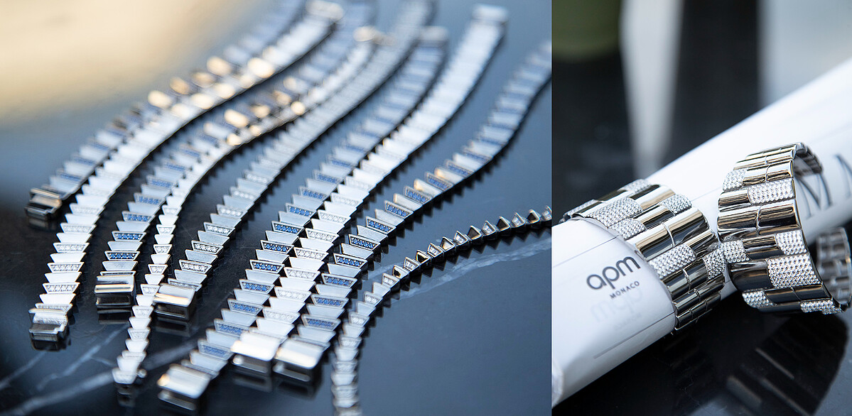 左 : Up and Down手鏈 NT 11,100，右 : 個性密鑲手鐲 NT 23,500