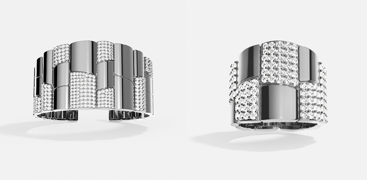 左 :個性密鑲手鐲 NT 23,500 / 右 : 個性密鑲戒指 NT 5,500 