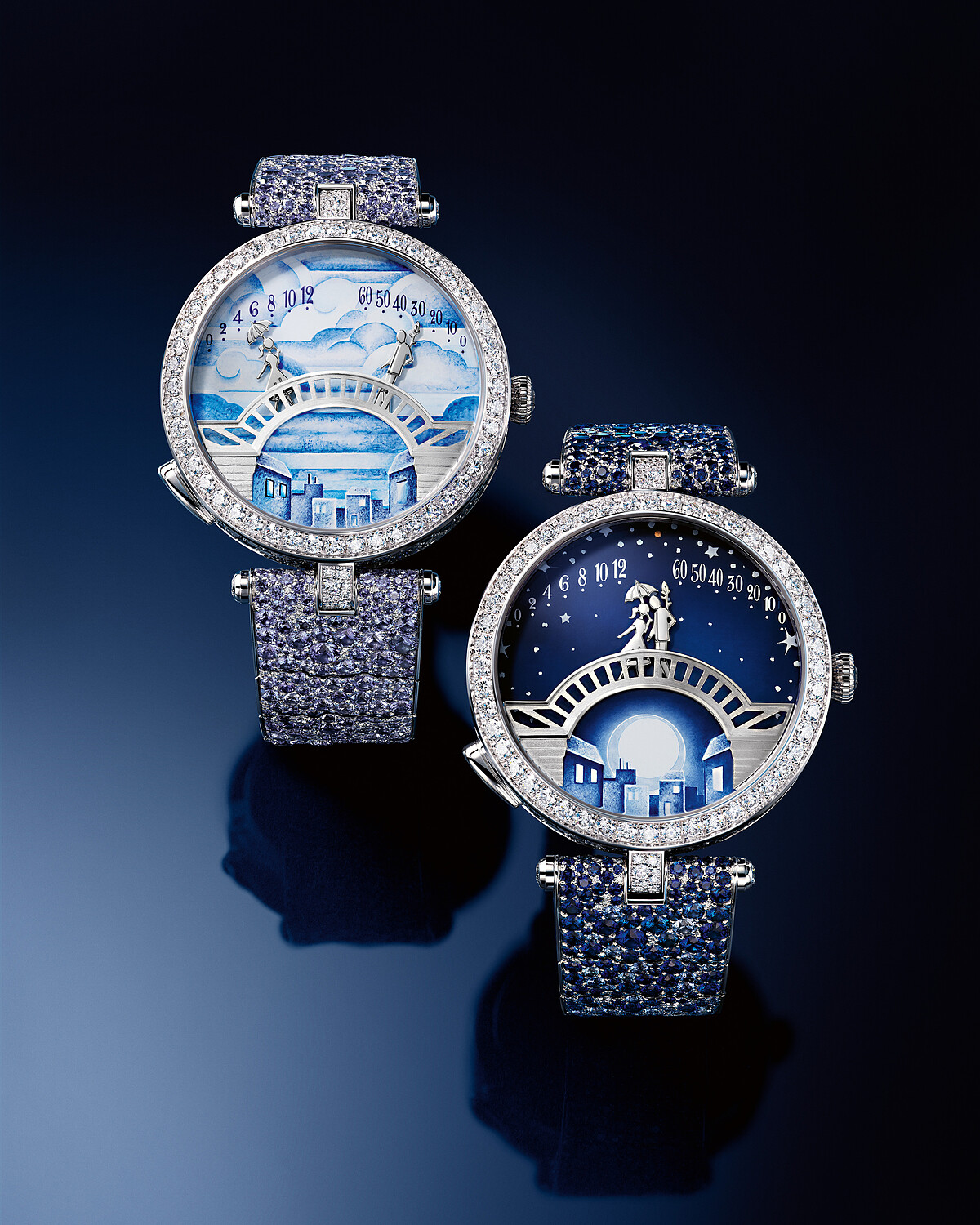 Lady Arpels Bal des Amoureux Automate腕錶（2025新作），18K白金、鑽石。