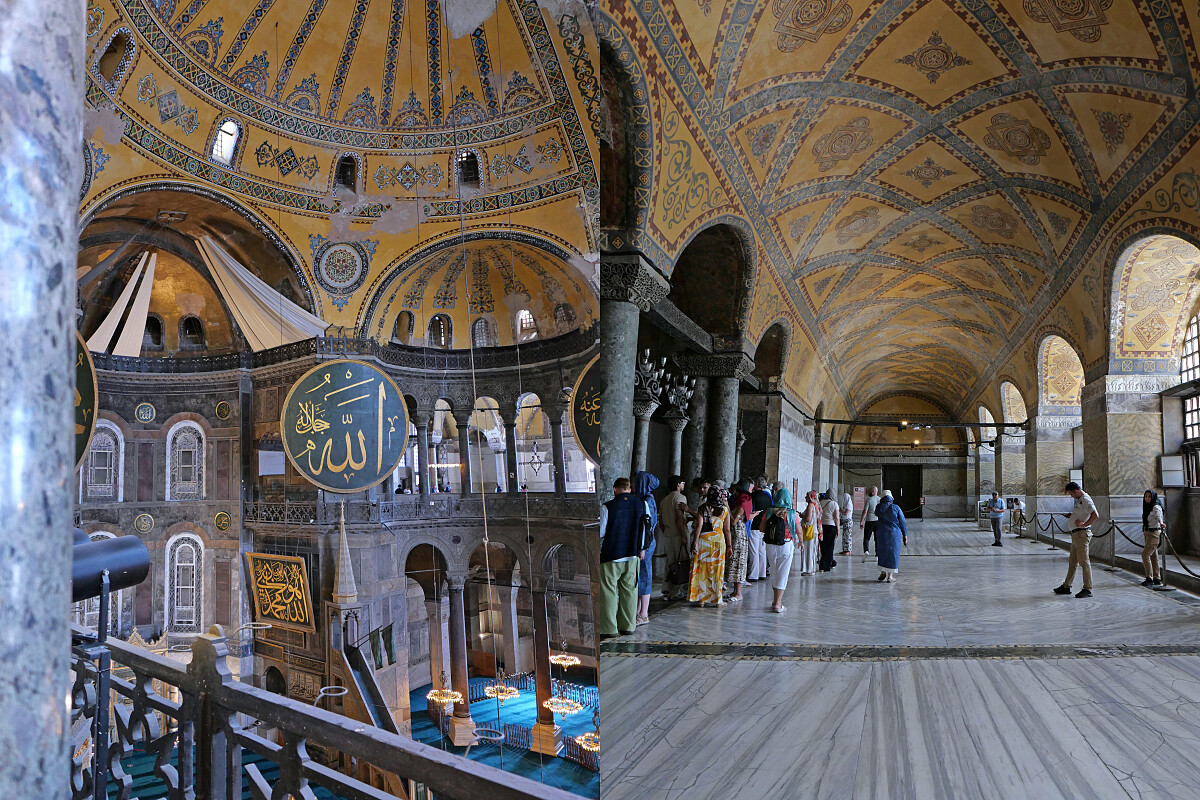 氣氛莊嚴的聖索菲亞清真寺（Hagia Sophia Mosque），是拜訪伊斯坦堡最值得推薦的景點之一。這是一座跨越千年的建築，也是拜占庭到奧斯曼帝國的歷史現場。