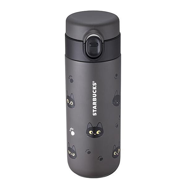 萌眼黑貓不鏽鋼彈蓋瓶