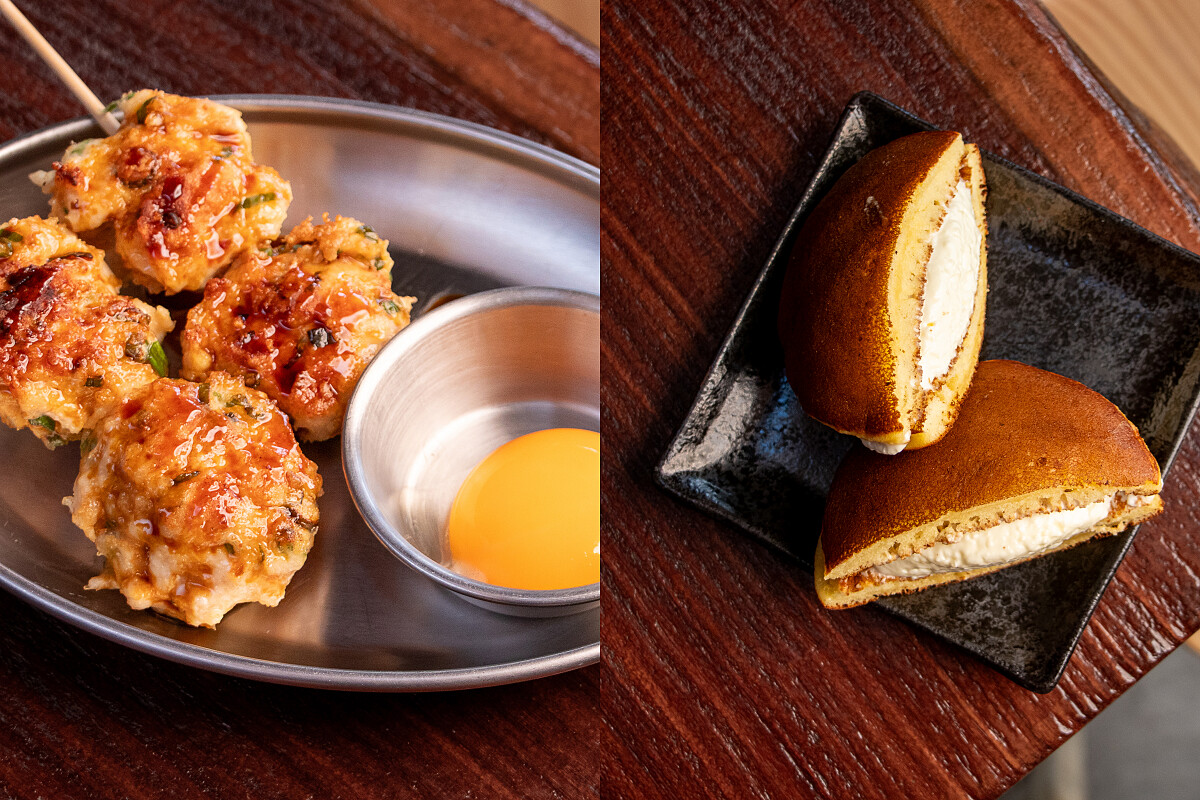 「極惡月見雞肉丸子」與「起司奶油銅鑼燒」。