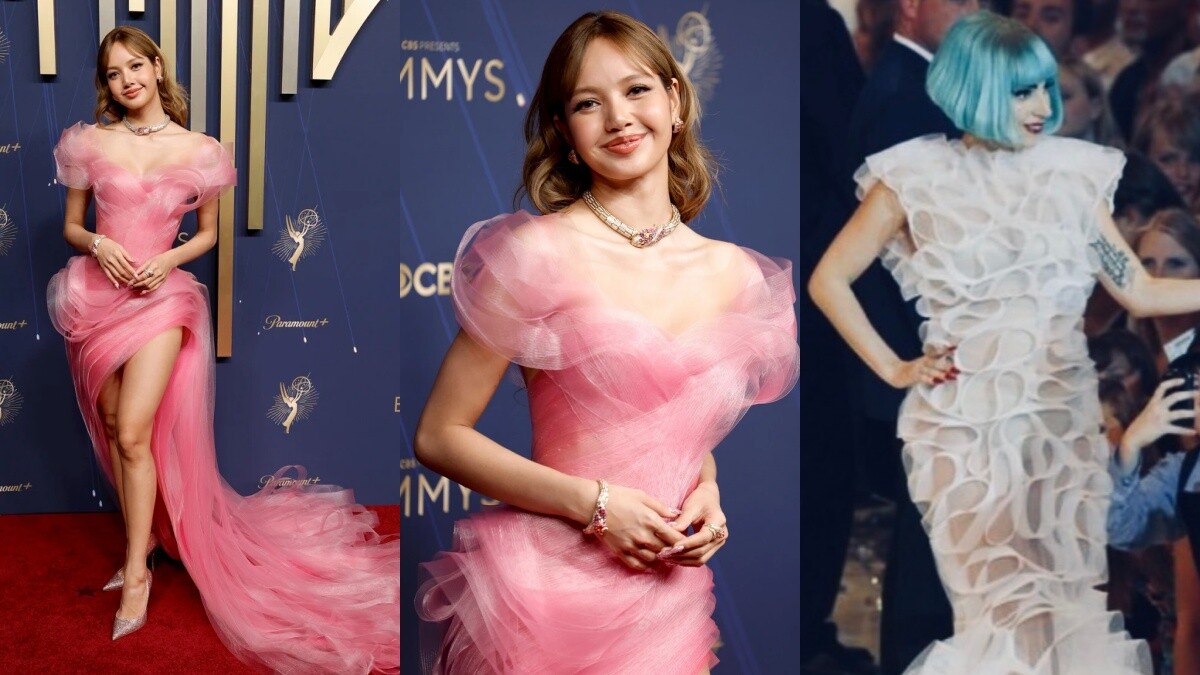 Lisa首次艾美獎紅毯化身粉色蓮花仙子！飄逸禮服來自Lever Couture，女神級巨星都穿過！