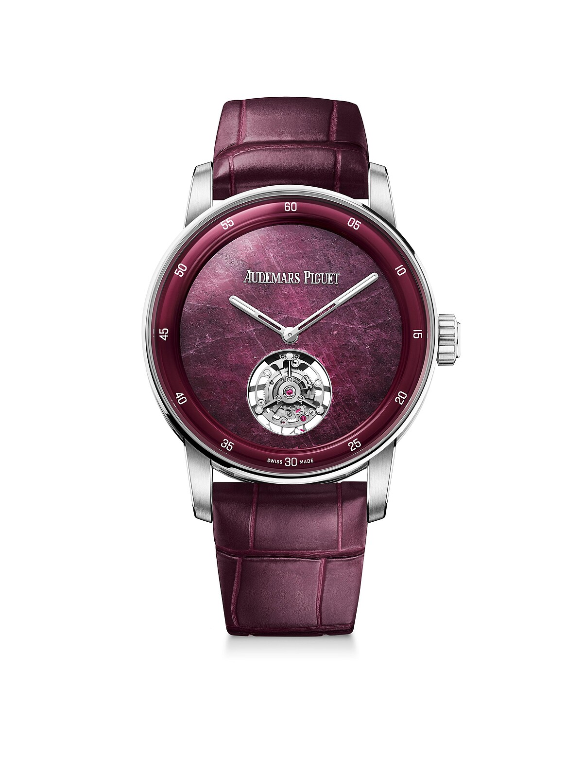 Code 11.59系列自動上鏈飛行陀飛輪38mm，紅寶石根、藍色方鈉石、綠色孔雀石三種寶石面限量款