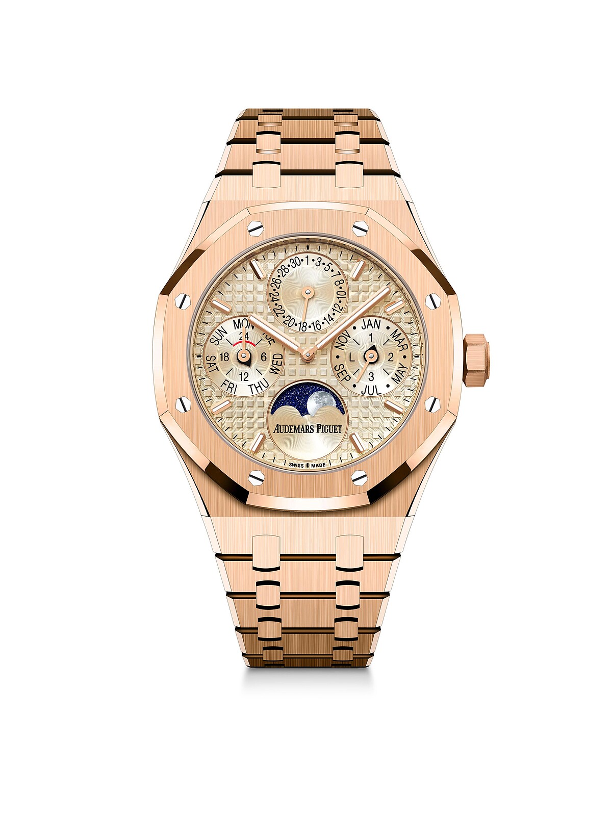 皇家橡樹系列7136自動上鏈機芯萬年曆，38mm