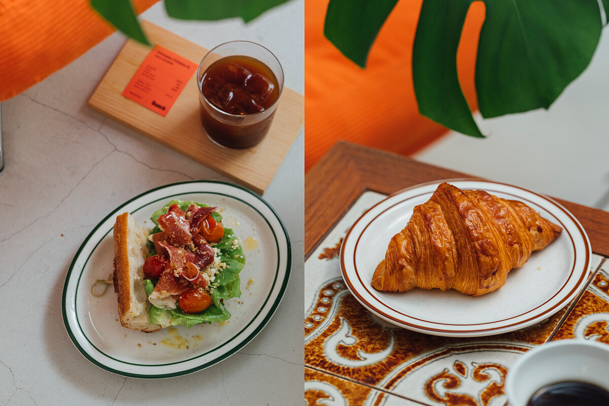 除了咖啡,店裡也供應康普茶,以及可頌、牛肉鹹派與自製費南雪等等輕食