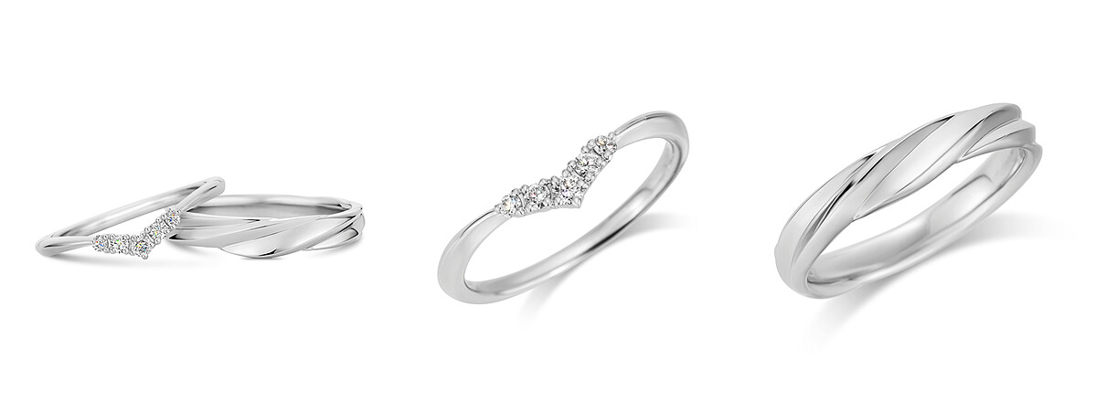 圖說：Sostenere&Tipetto結婚對戒，鉑金及鑽石