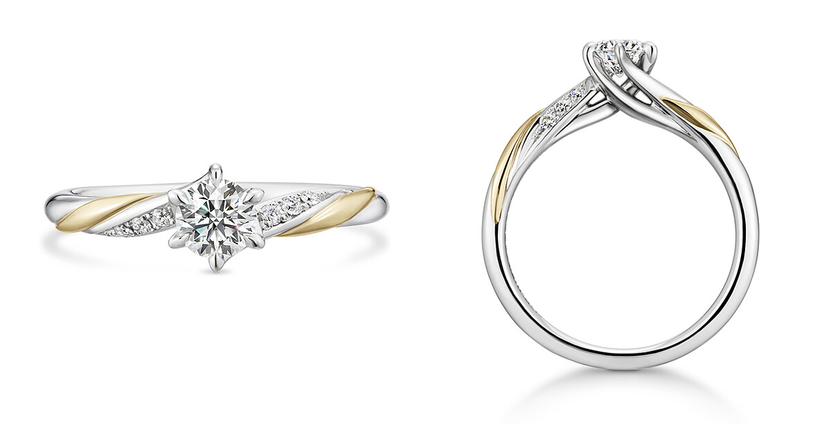 圖說：Spira Fianco訂婚戒指，鉑金、黃K金及鑽石