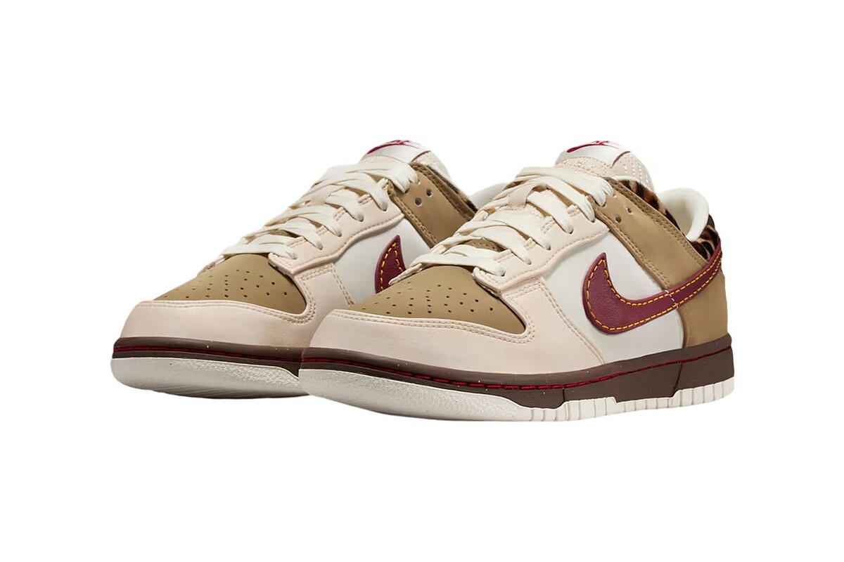 Nike Dunk Low Khaki Leopard 球鞋卡其、棕與米白拼接設計