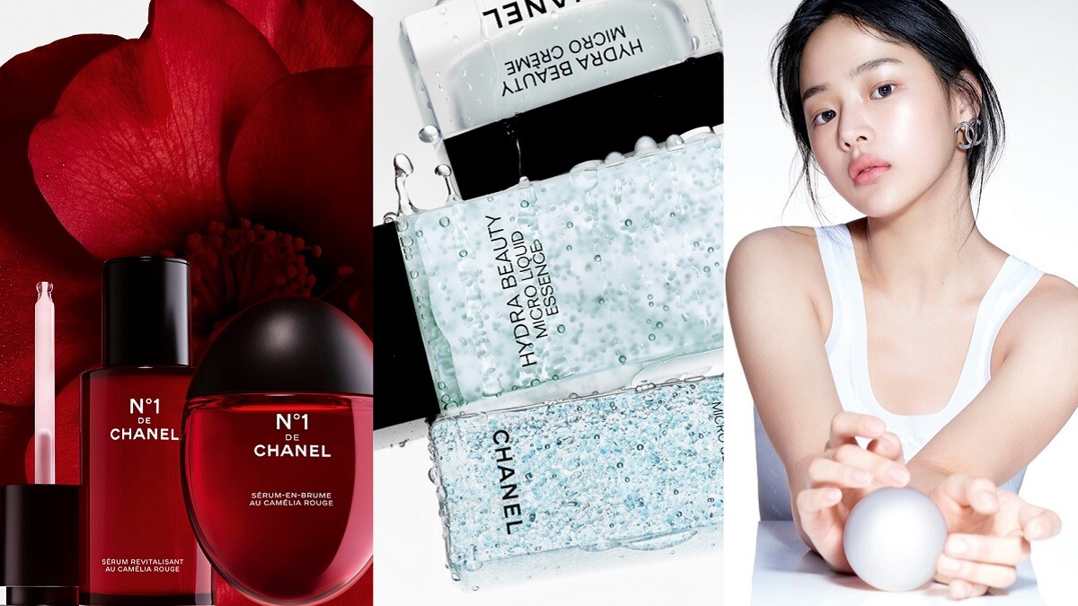 香奈兒三大明星系列與你的保養之路共同前行，1號紅色山茶花有感穩膚、山茶花保濕微滴精準補水、初生光采系列煥亮美肌！