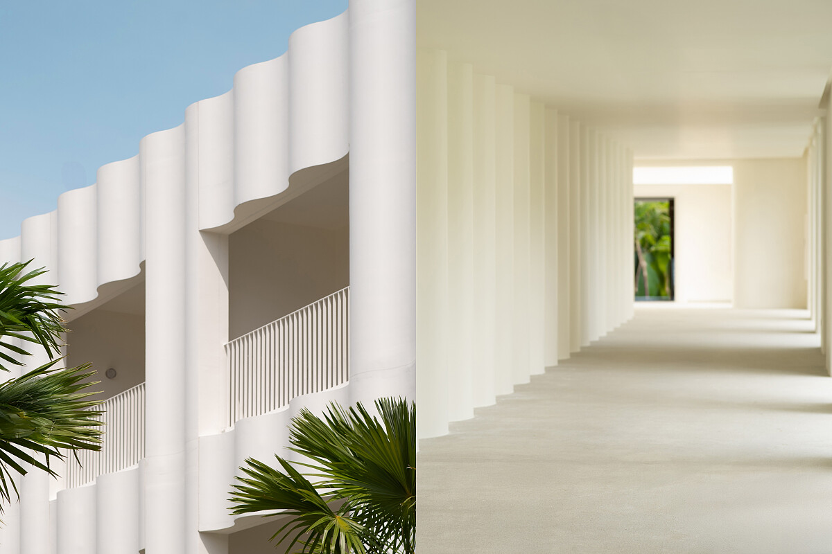 整個建築都可看到曲線與光影合奏的畫面。