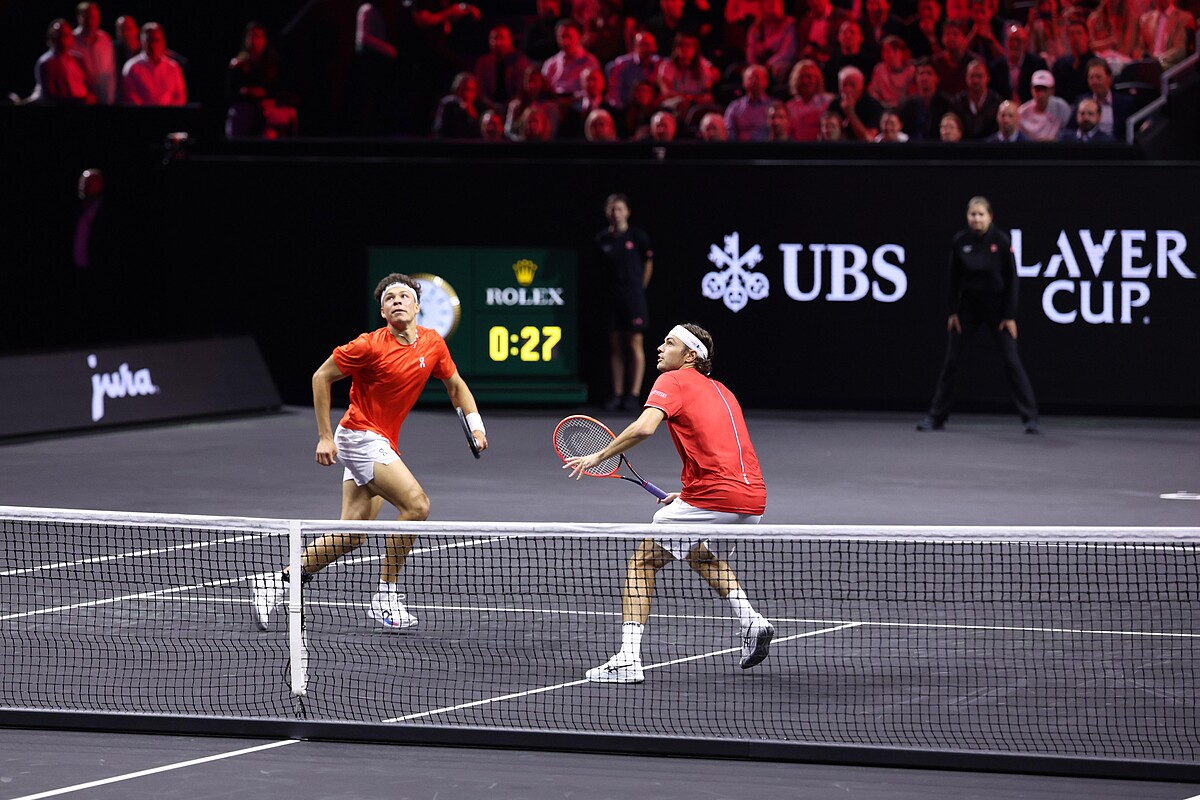 勞力士代言人泰勒．佛里茲（TAYLOR FRITZ）與班．謝爾頓（BEN SHELTON）在2024年拉佛盃（LAVER CUP）代表國際隊搭檔雙打。&copy;Rolex／Antoine Couvercelle