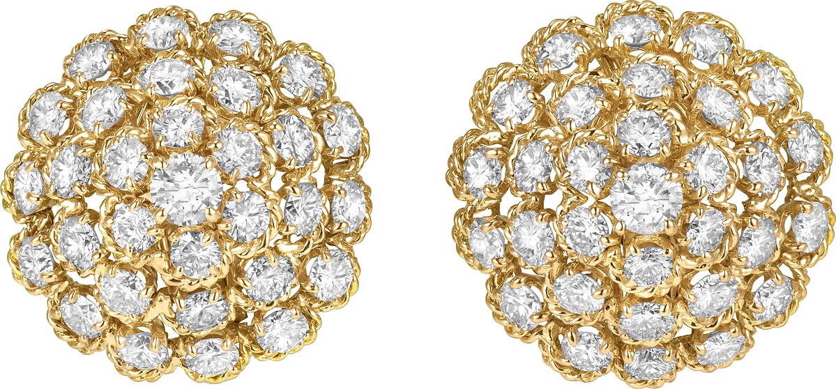 (本次來台作品) 耳環，1961年_黃K金、鑽石