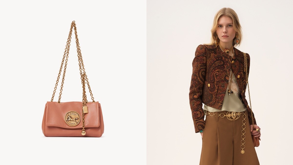 Chlo&eacute; Heritage shoulder bag，NT$73,900、掛毯緹花夾克，NT$81,900。