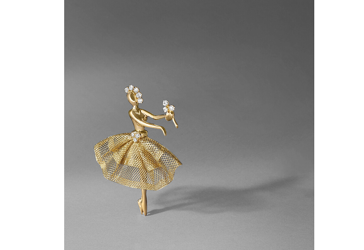 Van Cleef & Arpels 梵克雅寶 Heritage典藏系列-Dancer胸針，1989年黃K金、白K金、鑽石。