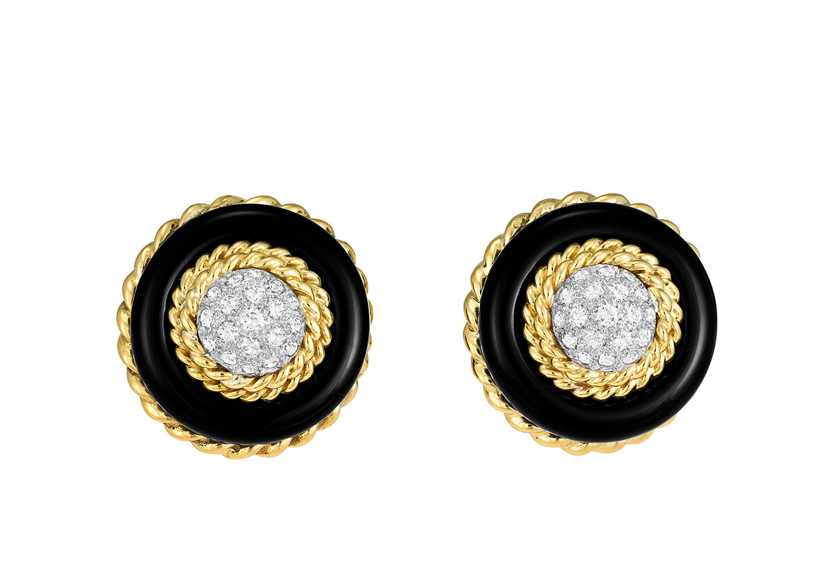 Van Cleef & Arpels 梵克雅寶 Heritage典藏系列-列耳環，1974年，鉑金、黃K金、白K金、縞瑪瑙、鑽石。