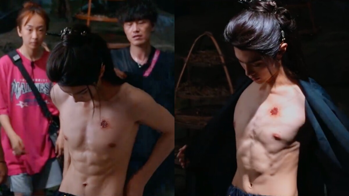 《一笑隨歌》釋出陳哲遠浸泡藥浴大秀腹肌的養眼戲碼幕後花絮。