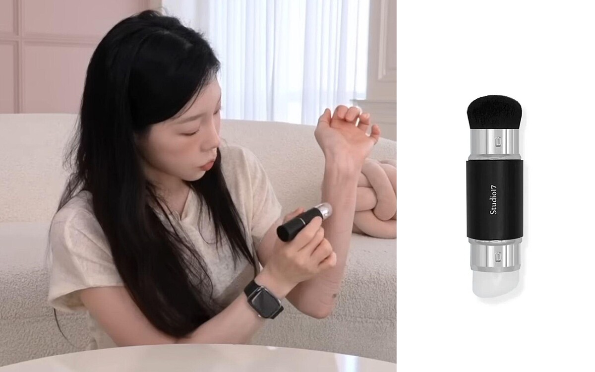 翻攝 YouTube @taeyeonofficial 탱코덕 EP.01/ Studio17 專業雙頭矽膠腮紅刷，NT600