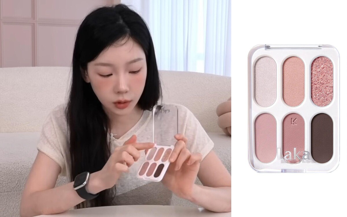 翻攝 YouTube @taeyeonofficial 탱코덕 EP.01/ Laka 無限自由6色眼影盤 #03 Prim Rose，NT664