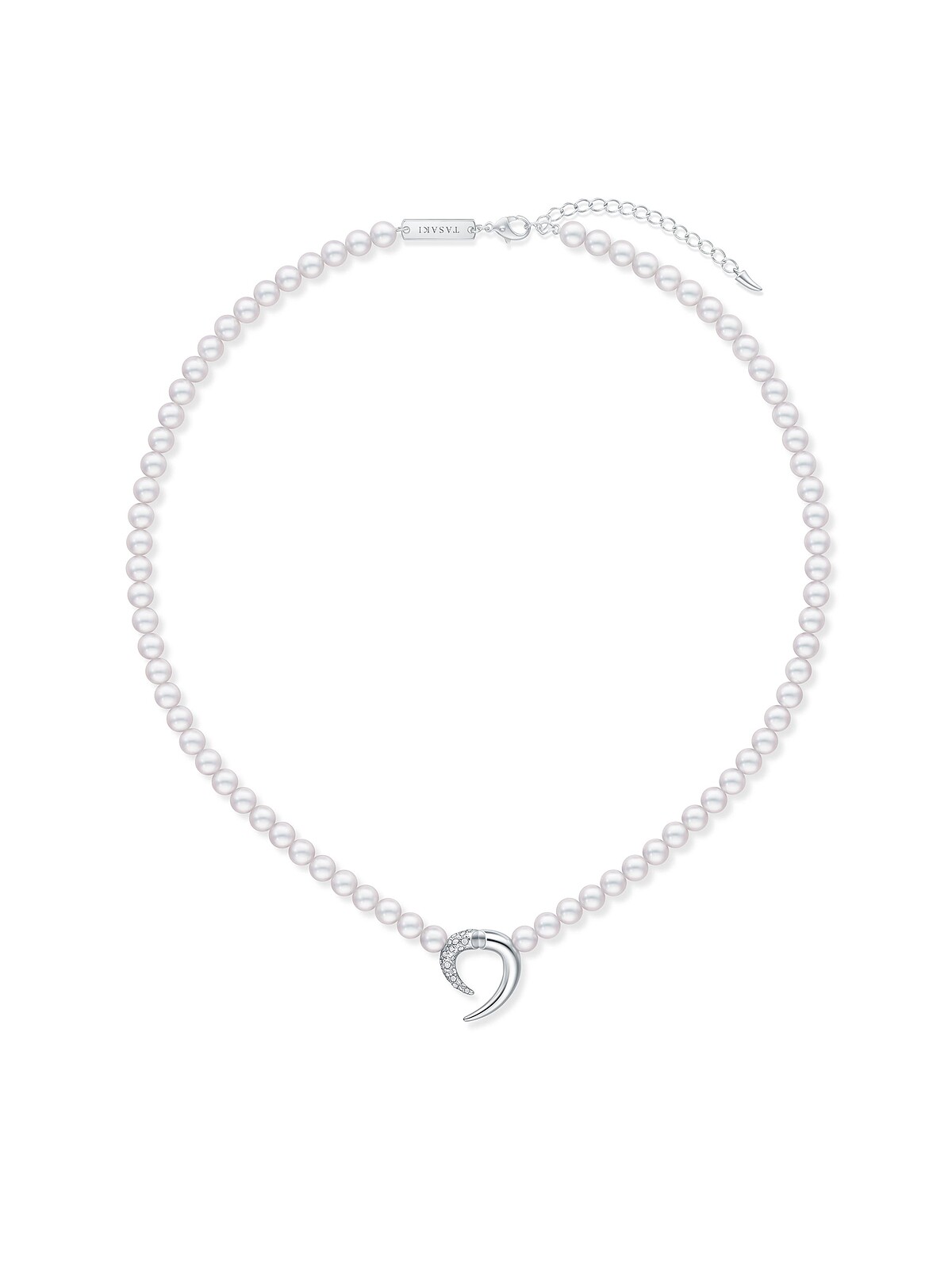 TASAKI danger horn plus diamonds pave 阿古屋珍珠 & 18K白金鑽石項鍊_NT$349,000