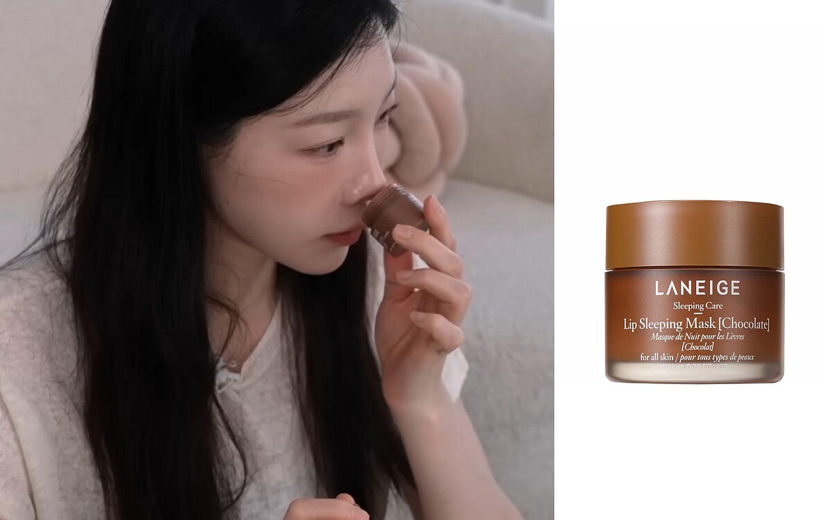 翻攝 YouTube @taeyeonofficial 탱코덕 EP.01/ 蘭芝 睡美人極萃滋養晚安唇膜 #Chocolate