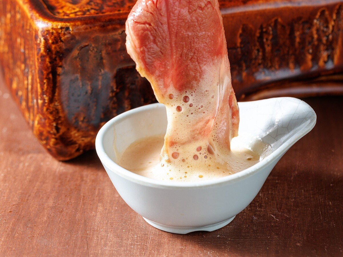 和牛的油脂與蛋液泡泡的香氣能完美搭配。