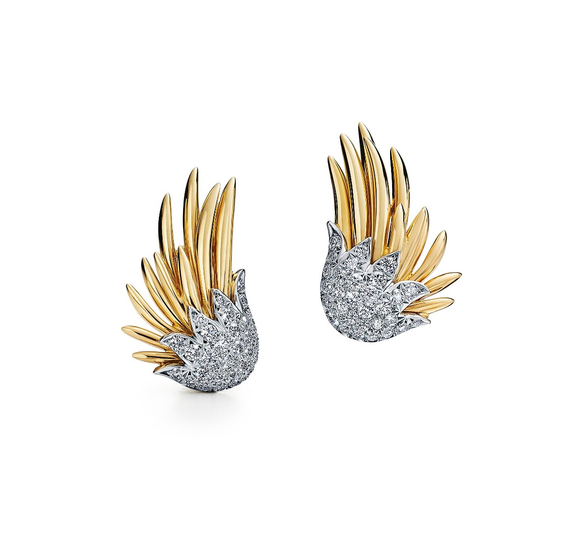 Jean Schlumberger by Tiffany Flame 鉑金與黃K金鑽石耳夾 約NT$ 965,000