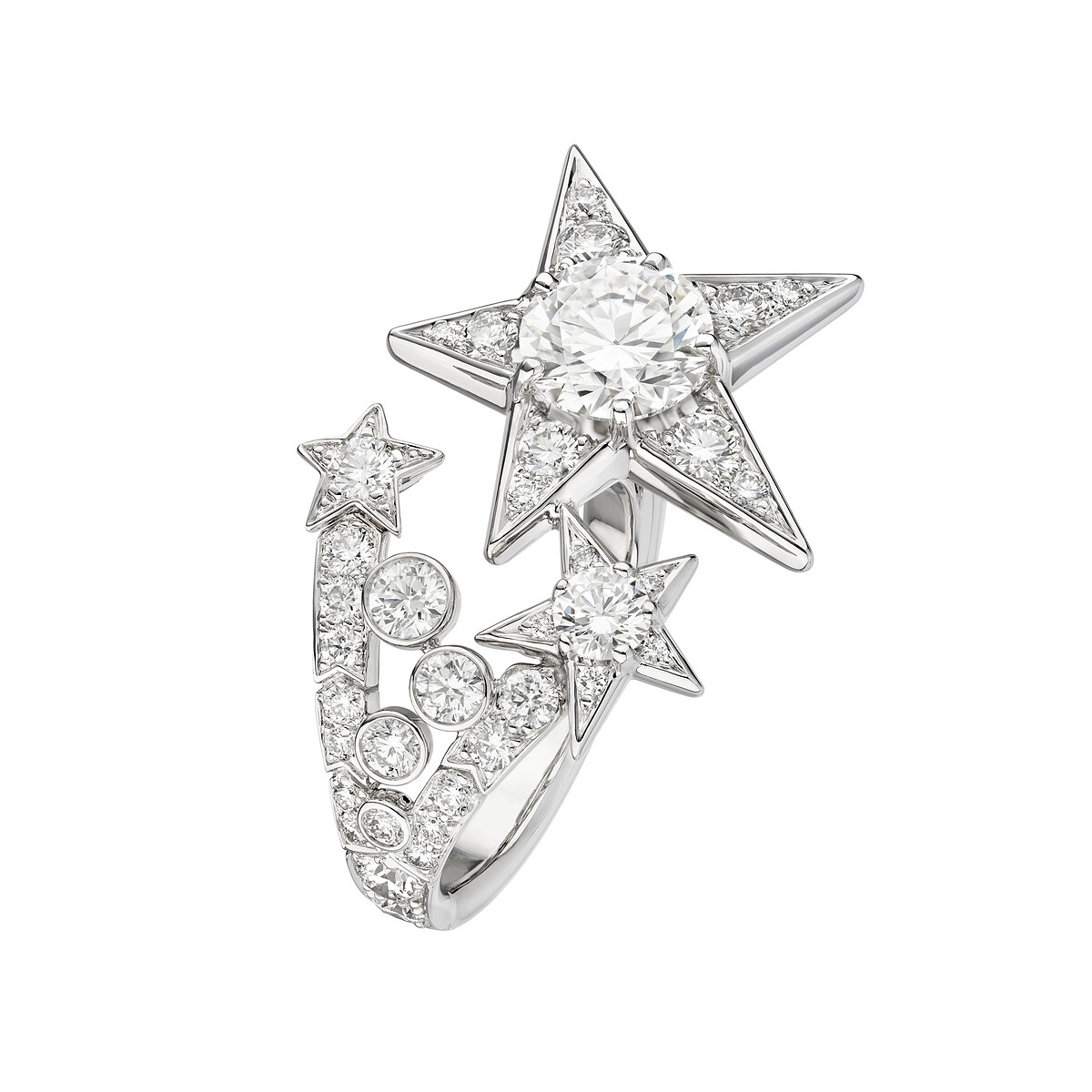 PLUIE DE COM&Egrave;TES戒指&nbsp; 18K白金鑲嵌鑽石。