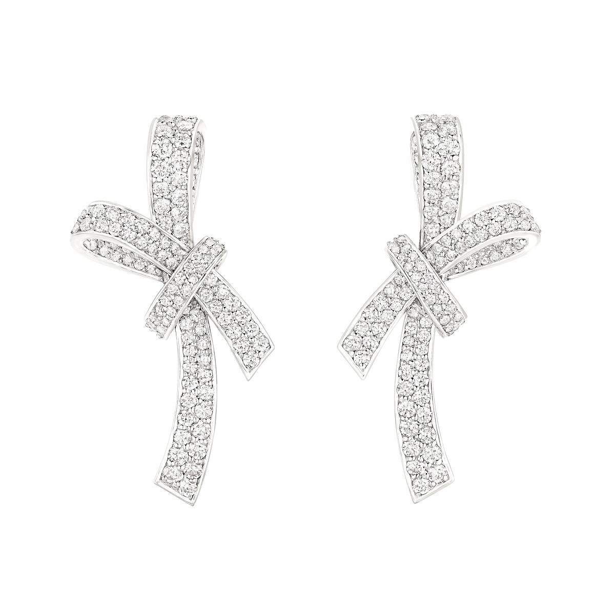 RUBAN耳環 18K白金鑲嵌鑽石。