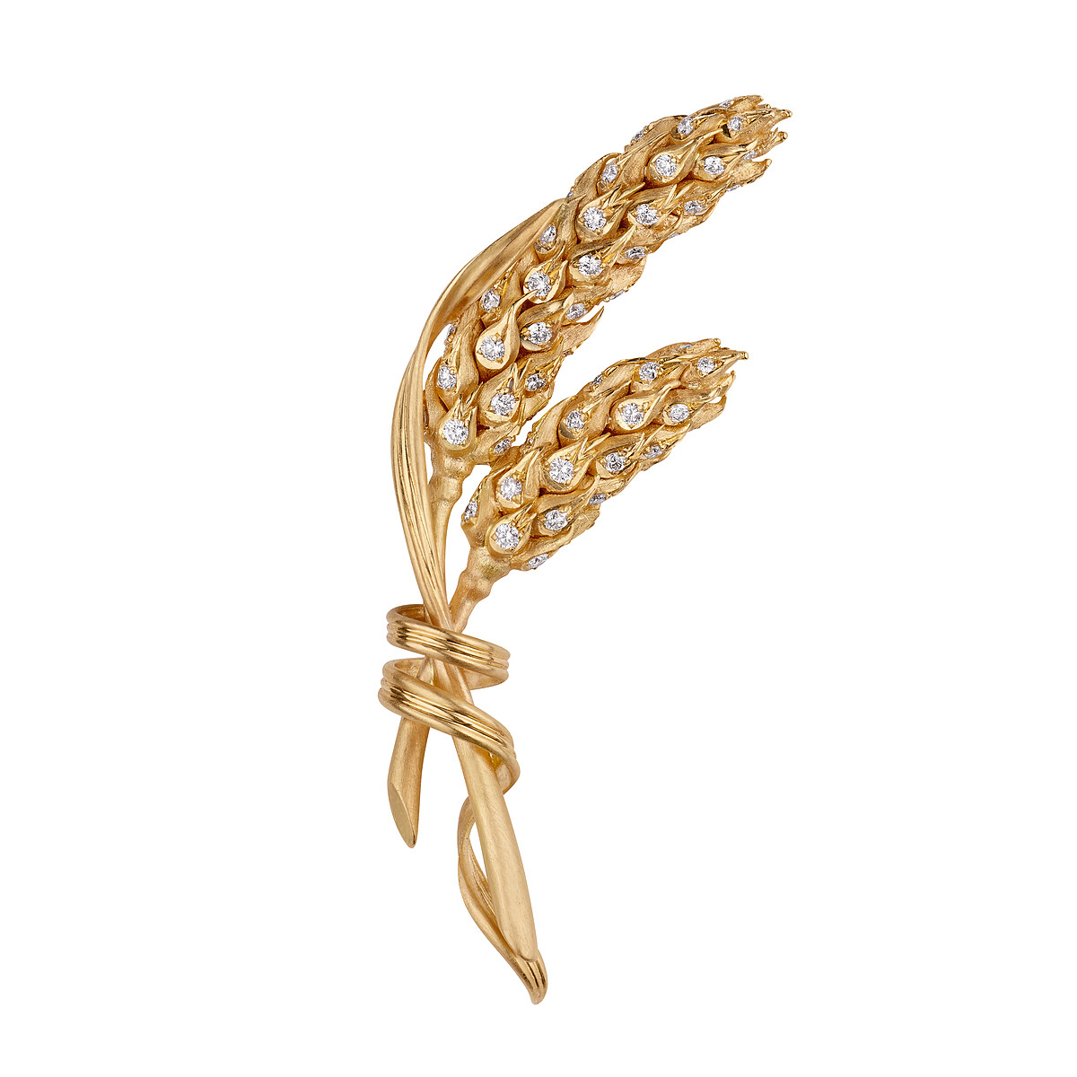 L'&Eacute;pi de Bl&eacute; de Chaumet 18K黃金胸針，鑲嵌明亮式切割鑽石。